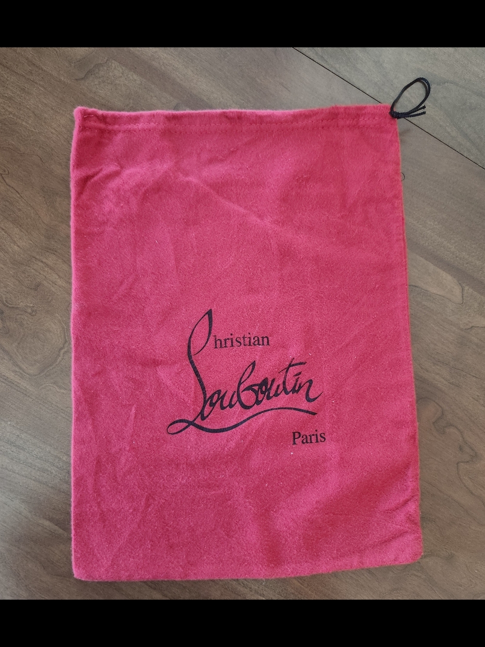 Christian Louboutin Hot Pink Drawstring Dust Bag with Black Logo
